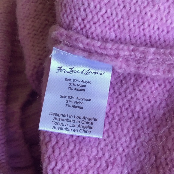 For Love and Lemons knitted mauve pink balloon sleeves cropped Cardigan Sweater - Picture 7 of 16